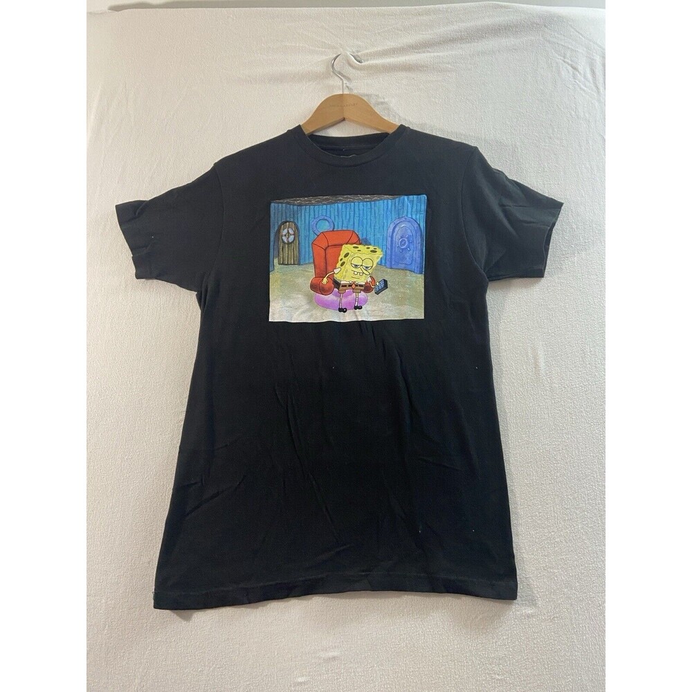 Nickleodean T-shirt Medium Black Sponge Bob Squarepants Crew Neck Short Sleeved